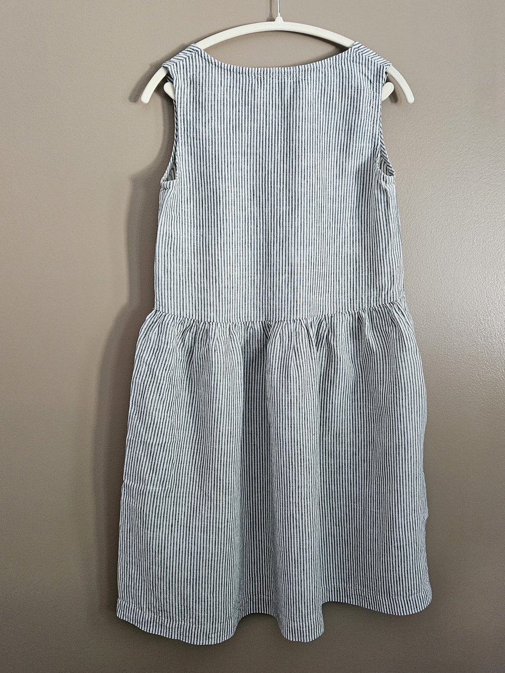 notPERFECTLINEN Blue and White Striped Midi Dress - Picture 8 of 13